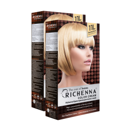 Richenna Набор крем-краска для волос с хной №11L (Bleaching Blonde)  Внимание! В набор входит 2 упаковки краски со сроком реализации 09/2025!, Оттенок: 11L (Bleaching Blonde), фото 