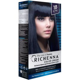 Richenna Крем-краска для волос с хной № 1B (Blue Black) ( новая упаковка), Оттенок: 1B (Blue Black), фото 