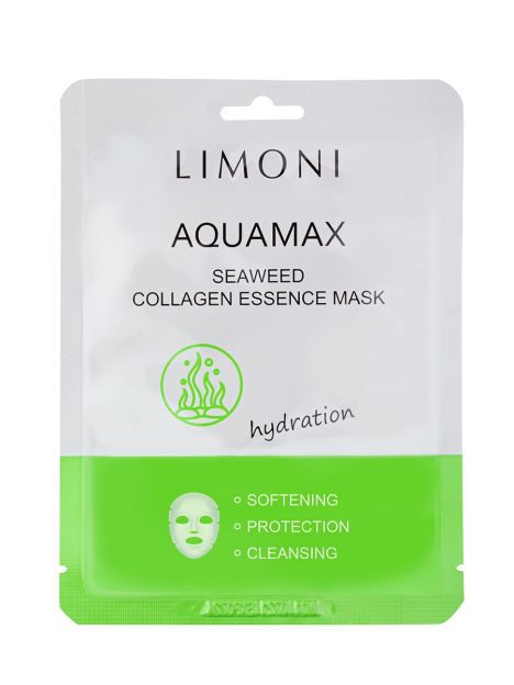 Тканевая маска Limoni Aquamax Seaweed Collagen Essence с морской водой и коллагеном, фото 