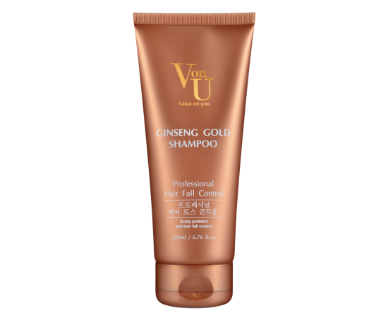 VonU Ginseng Gold Шампунь для волос с экстрактом золотого женьшеня 200 мл, image 