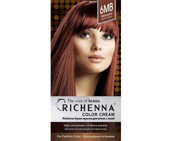 Richenna Крем-краска для волос с хной № 6MB (Mahogany) (новая упаковка), Оттенок: 6MB (Mahogany), фото , изображение 3 Richenna Крем-краска для волос с хной № 6MB (Mahogany) (новая упаковка), Оттенок: 6MB (Mahogany), фото , изображение 3