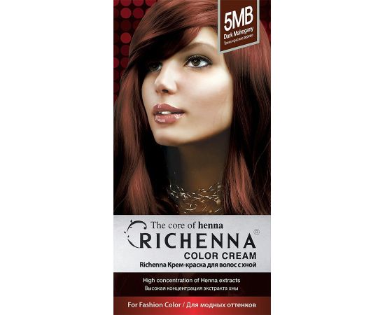 Richenna Крем-краска для волос с хной № 5MB (Dark Mahogany) (новая упаковка), Оттенок: 5MB (Dark Mahogany), фото , изображение 3 Richenna Крем-краска для волос с хной № 5MB (Dark Mahogany) (новая упаковка), Оттенок: 5MB (Dark Mahogany), фото , изображение 3
