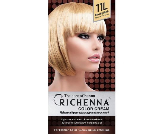 Richenna Крем-краска для волос с хной №11L (Bleaching Blonde) (новая упаковка), Оттенок: 11L (Bleaching Blonde), фото , изображение 3