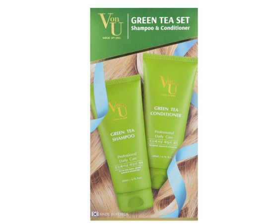 Von-U Набор шампунь 200 мл + кондиционер 200 мл с зеленым чаем Green Tea, фото 