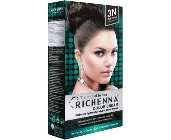 Richenna 3N Крем-краска для волос с хной (Dark Brown), Оттенок: 3N (Dark Brown), image 