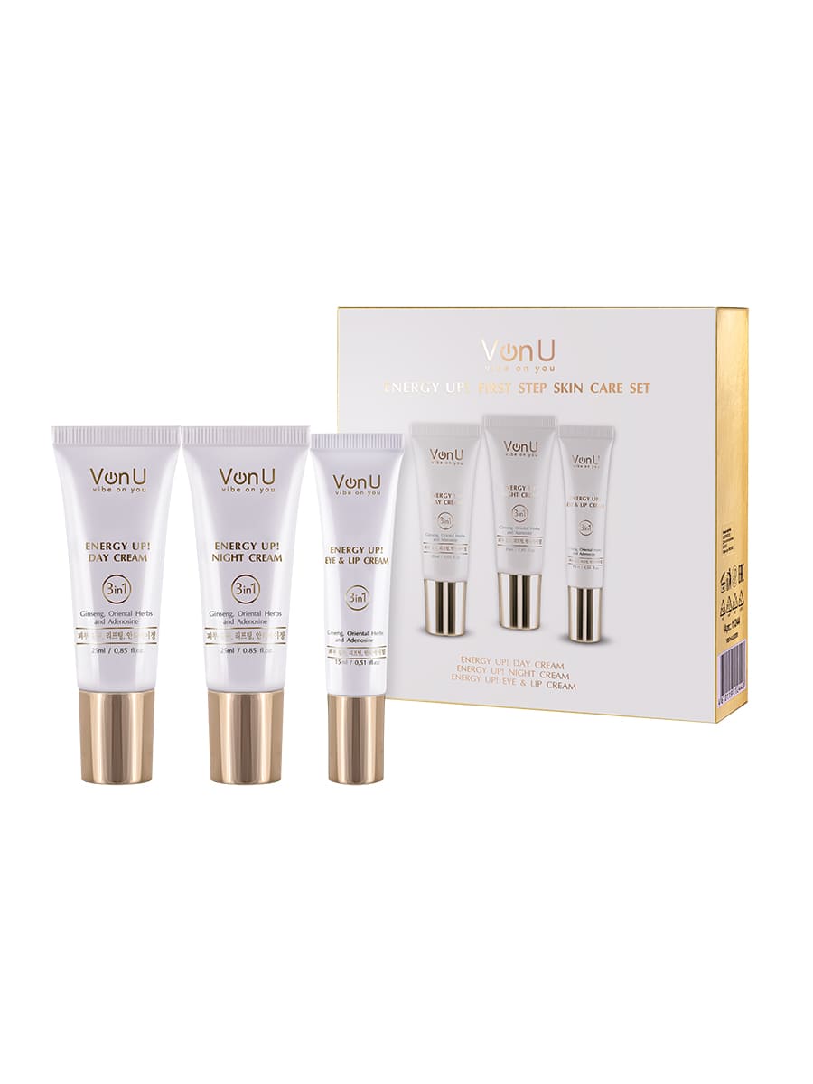 Von-U ENERGY UP! First step skin care set (Day Cream 25m + Night Cream 25ml + Eye & Lip Cream 15ml) 
