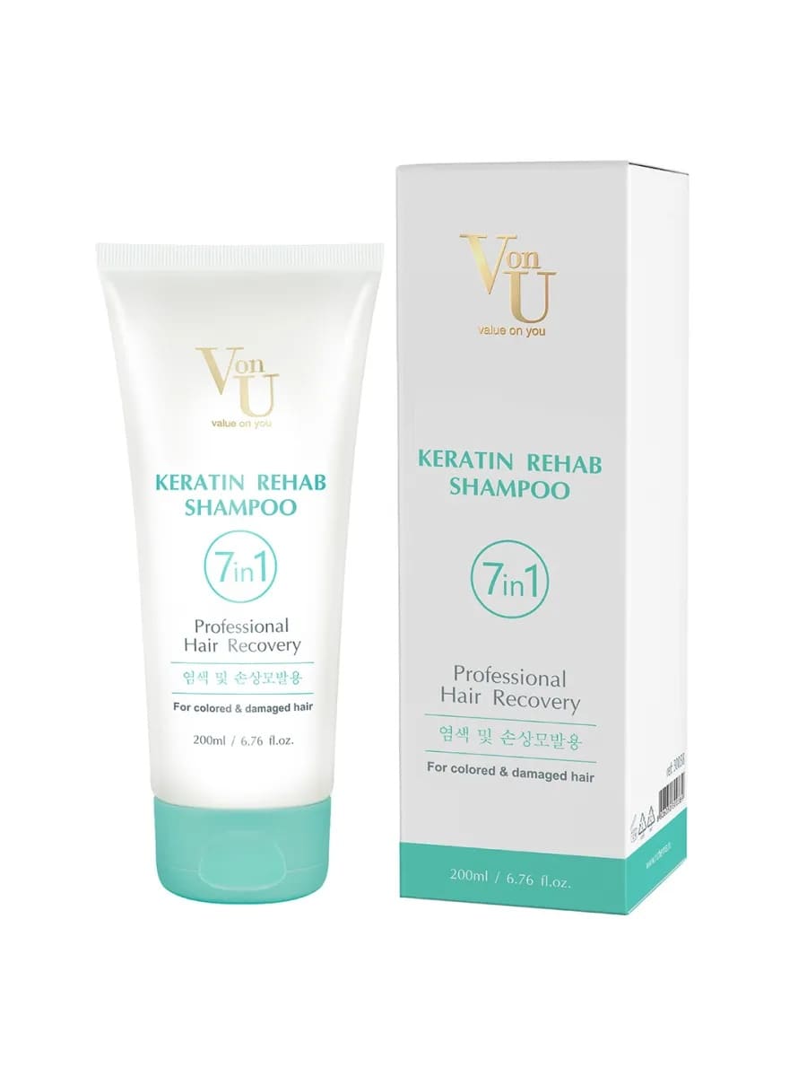 Von U Шампунь для волос с кератином Keratin Rehab 200 мл