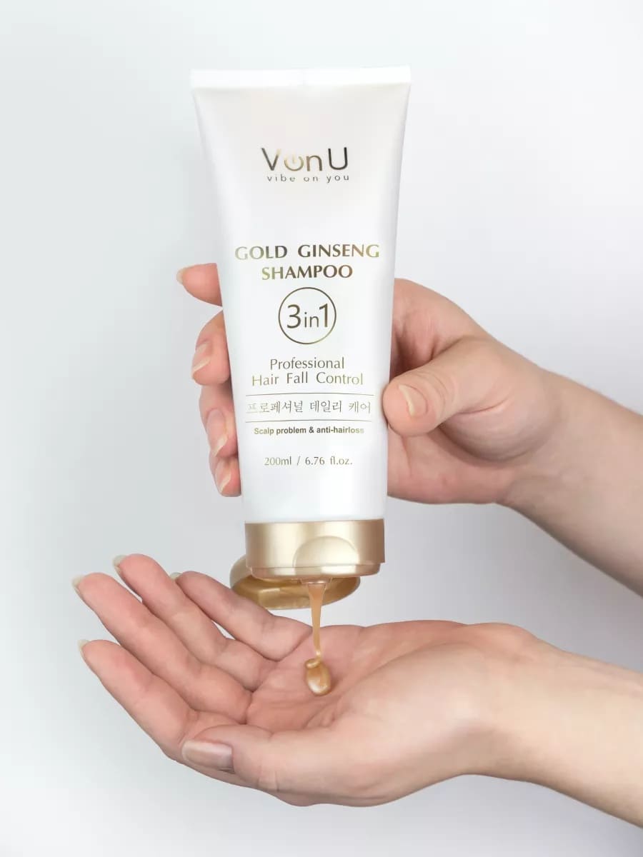 Von U Шампунь для волос с экстрактом золотого женьшеня Ginseng Gold Shampoo (New) 200 мл