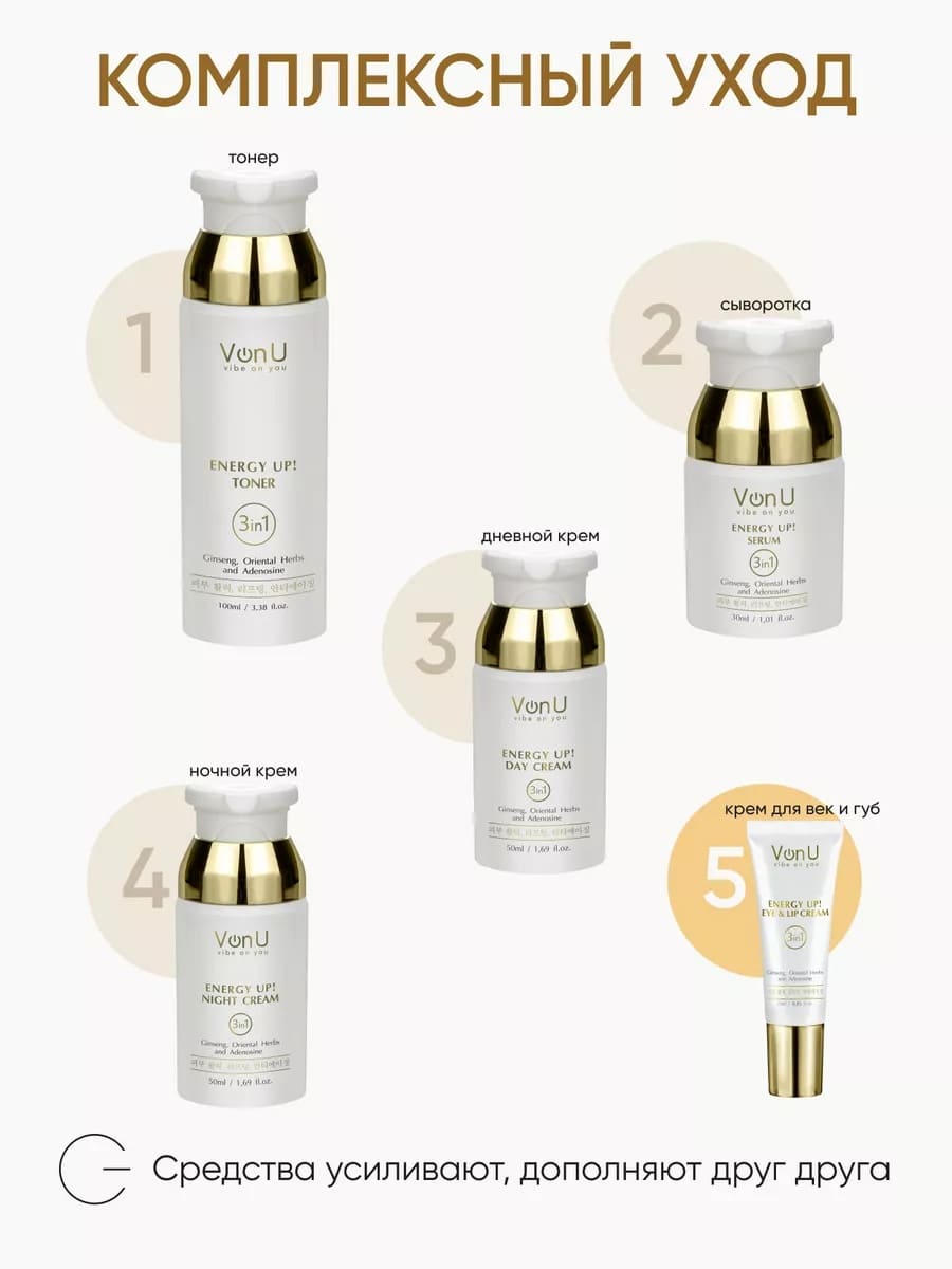 Von-U Омолаживающий крем-энергетик для век и губ ENERGY UP! Eye & Lip Cream 25ml