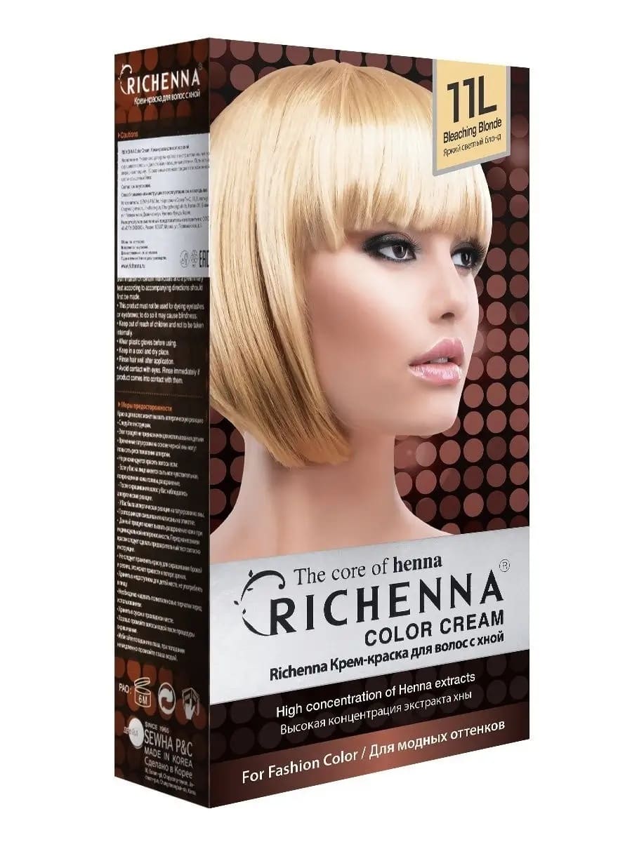 Richenna Крем-краска для волос с хной №11L (Bleaching Blonde) (новая упаковка)