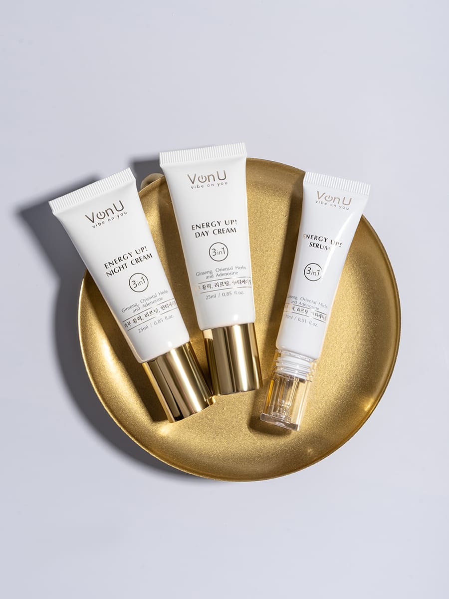 Von-U ENERGY UP! First step skin care set (Day Cream 25m + Night Cream 25ml + Serum 15ml)