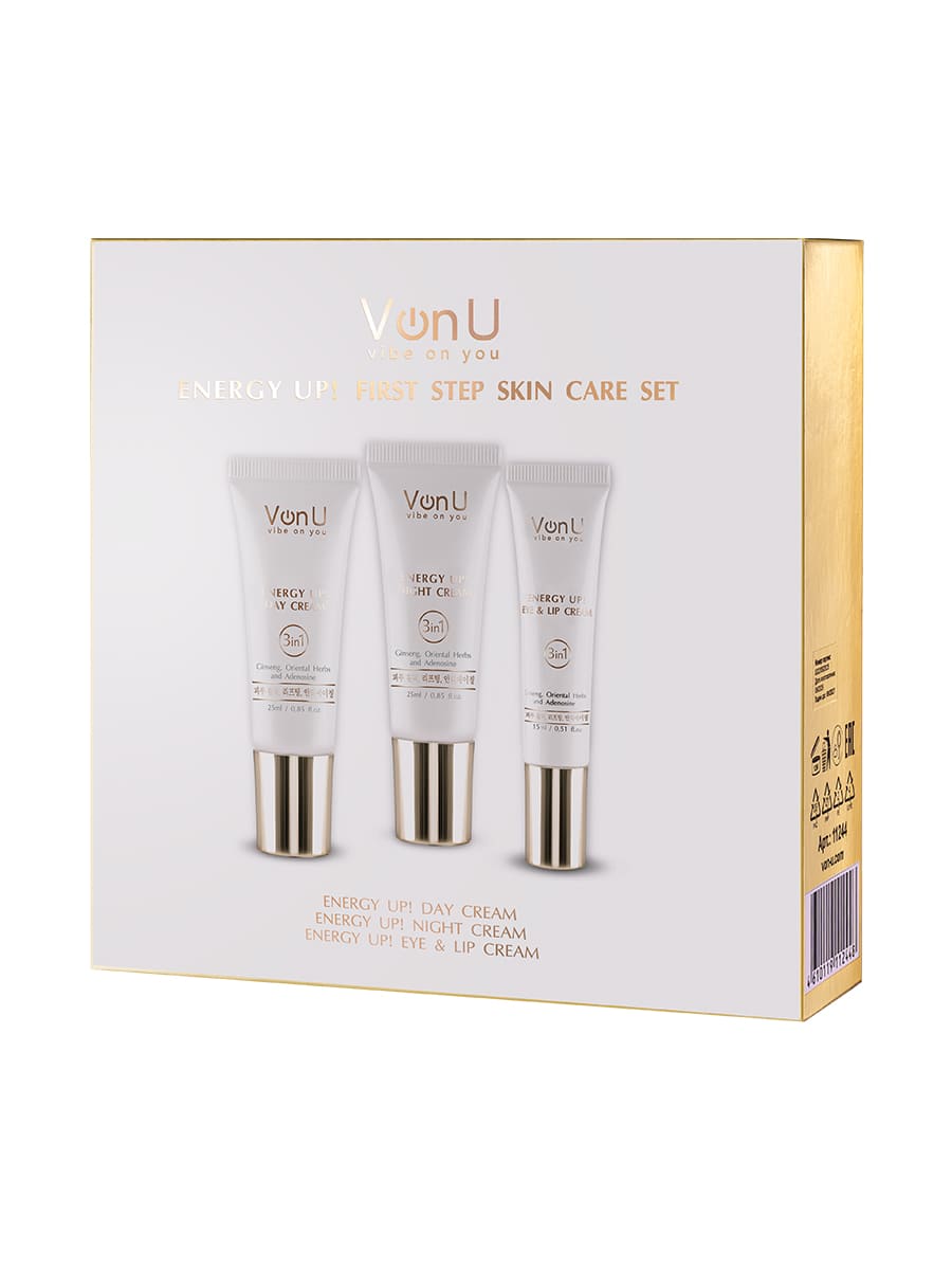 Von-U ENERGY UP! First step skin care set (Day Cream 25m + Night Cream 25ml + Eye & Lip Cream 15ml) 