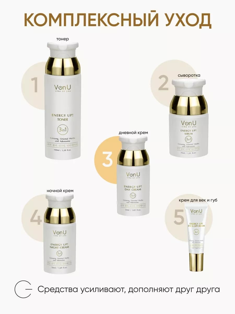 Von-U Омолаживающий дневной крем-энергетик для лица ENERGY UP! Day Cream 50ml