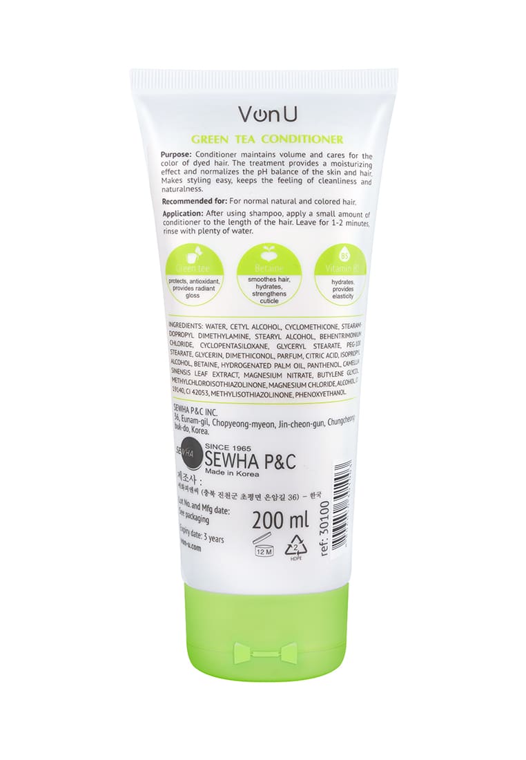 Von U Кондиционер для волос с зеленым чаем Green Tea Conditioner (New)  200 мл
