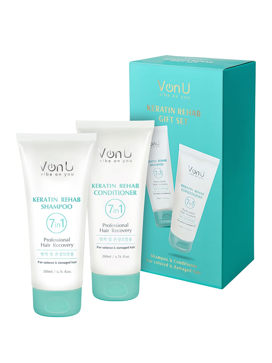 Von-U Набор шампунь 200 мл + кондиционер 200 мл с кератином Keratin Rehab НОВ