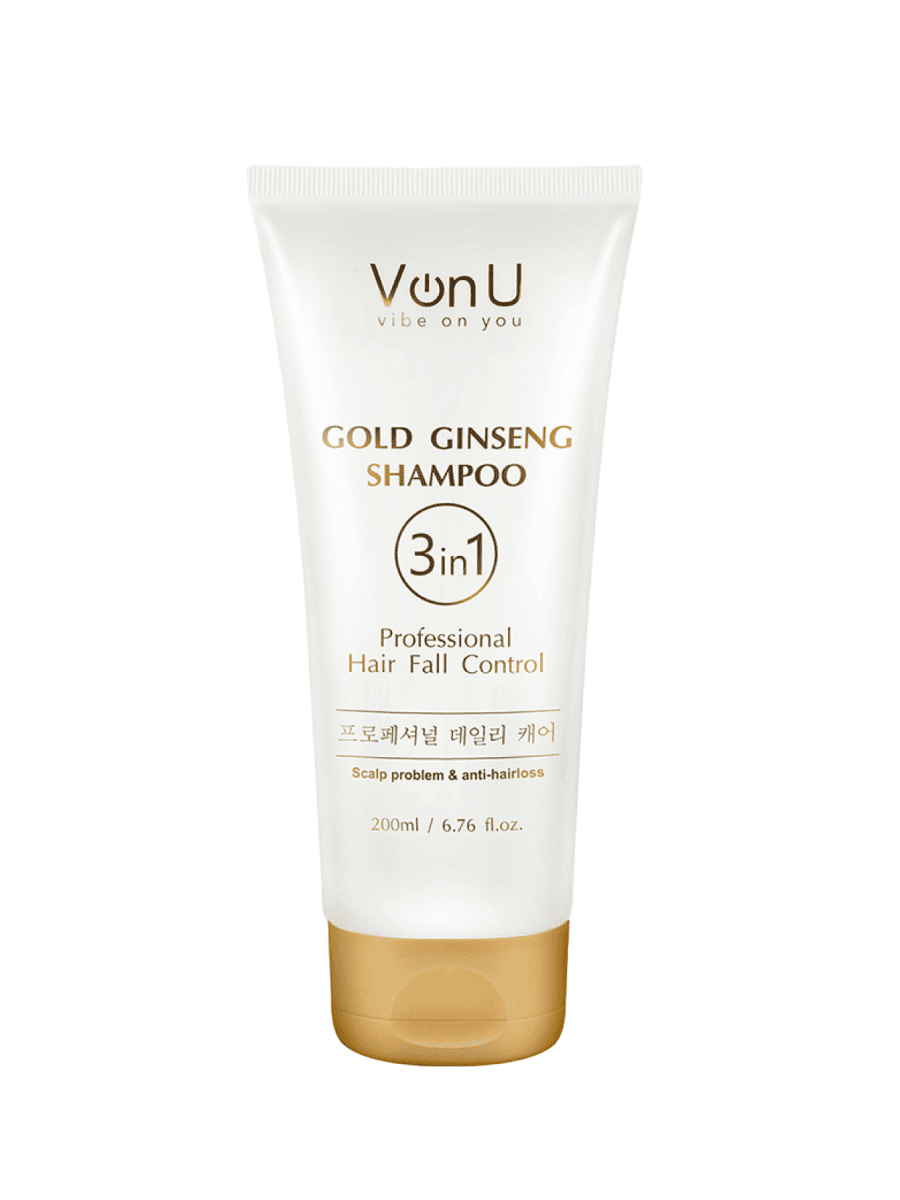 Von-U Набор шампунь 200мл+кондиционер 200мл+лосьон 150м с экстрактом золотого женьшеня Ginseng Gold